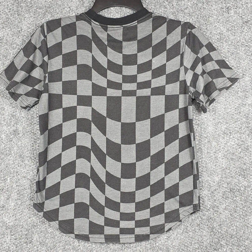 Fortnite Boys Size L 10/12 T-Shirt Grey Black Warped Checkerboard Graphic Tee